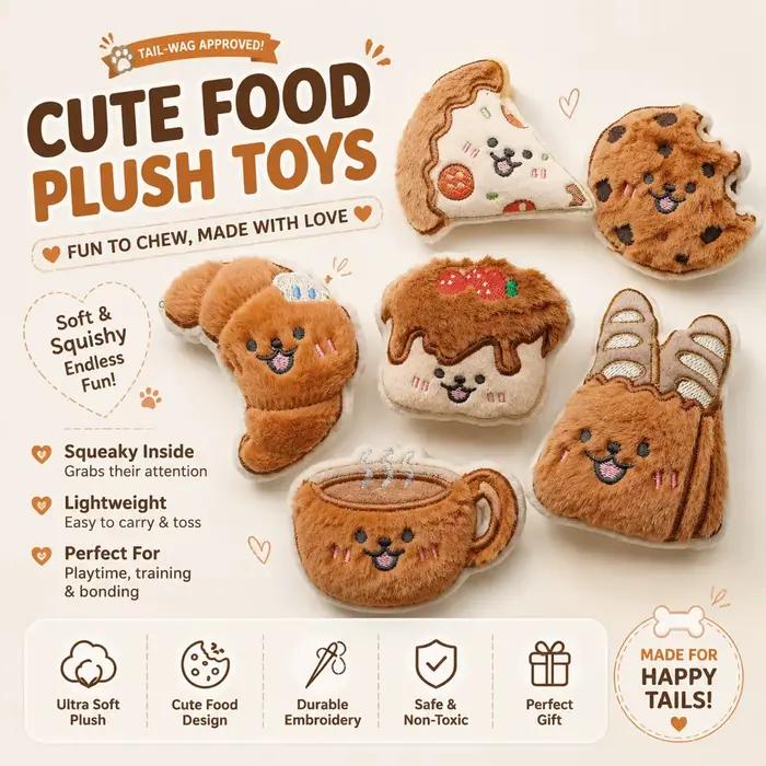 Jouets en peluche pour chiens en forme de nourriture avec couineur ensemble de jouets à mâcher interactifs et doux pour petits chiens et chiots occasions de jeu quotidien et entraînement