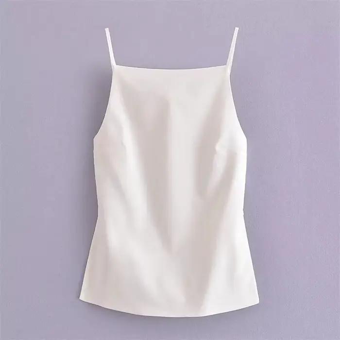 MUJER 2025 noir haut dos nu femme blanc sans manches