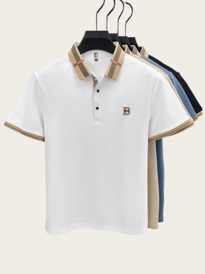 Polo à manches courtes de marque de luxe pour hommes, nouveau t-shirt Paul en coton et soie respirant haut de gamme, mode décontractée pour hommes