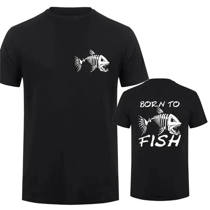 T-shirt de pêcheur tendance décontracté en polyester pour hommes, motif 3D, adapté pour la pêche et les activités estivales