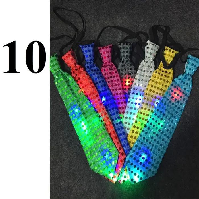 10 pièces hommes nœuds papillon LED clignotant éclairer paillettes garçons cravate Club fête de noël femmes