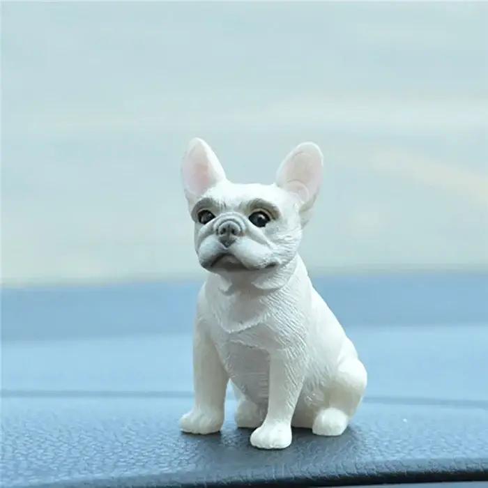 Mini poupées bouledogue français en résine, ornement de voiture, joli tableau de bord automobile, dé
