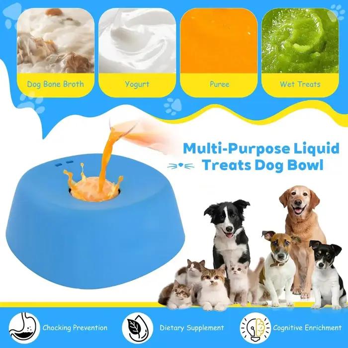 Bol à lécher pour chiens universel en plastique avec bille d'enrichissement pour bouillon d'os ou yaourt 200ml pour chiots et chiens âgés