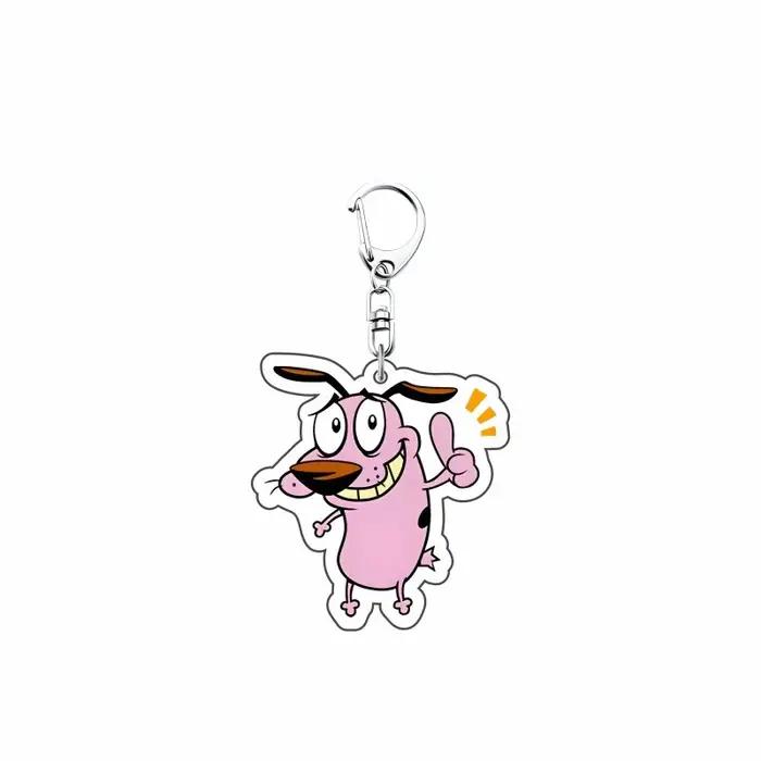Dessin animé "Courage du chien lâches" 6 cm acrylique mignon Expression Pack porte-clés sac à dos cintre décoration Collection Fan cadeau