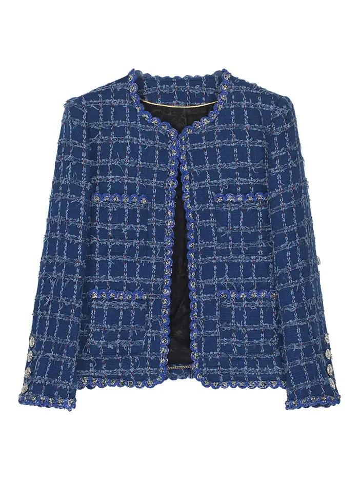 2025 à la mode et élégant col rond léger luxe socialite haut de gamme tempérament design sens tweed décontracté polyvale