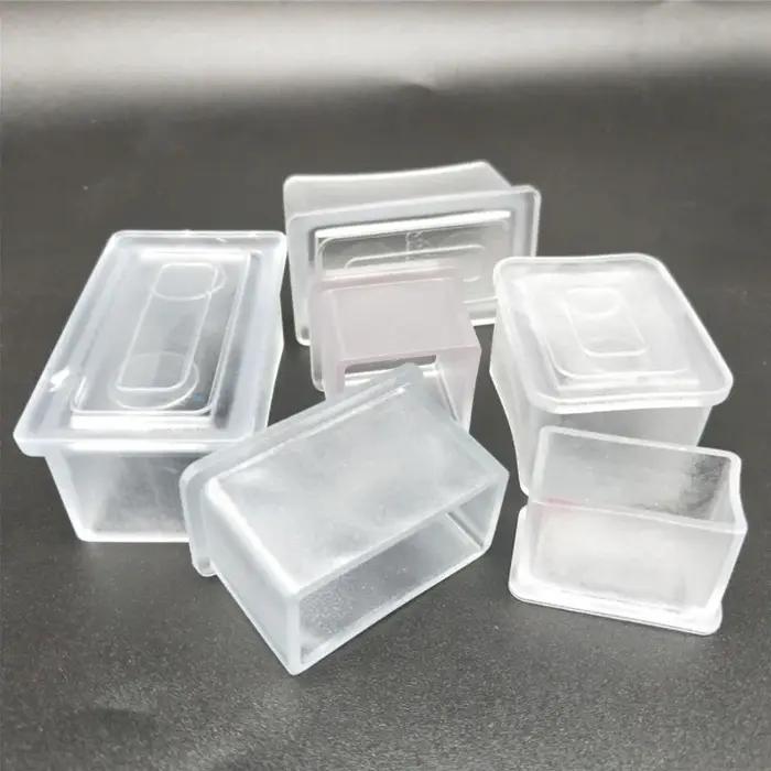 Capuchons de pieds de meubles carrés transparents, protecteurs de sol en bois contre les rayures, no