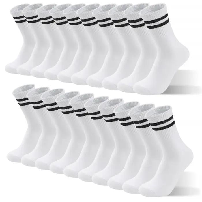 Chaussettes casual chasse 5 paires rayées crew blanc respirantes confort sport style moderne
