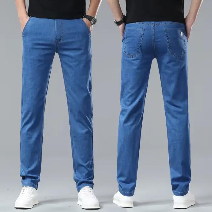 Jean d'été en Lyocell pour homme – Respirant, fin, décontracté, coupe droite, extensible, pour le tr