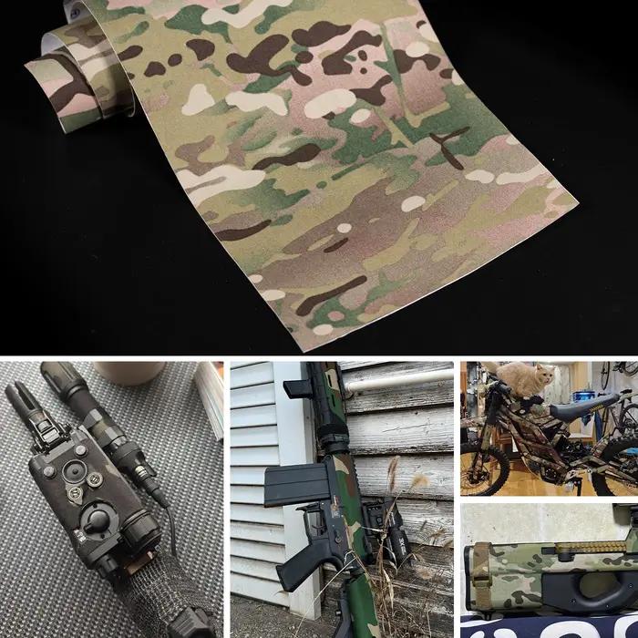 Film camouflage autocollant réutilisable sans résidus équipement airsoft optiques couteaux protection anti-dérapage