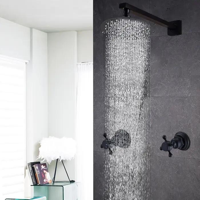 HOShower-Pommeau de douche à effet pluie noir avec assujetde centre commercial