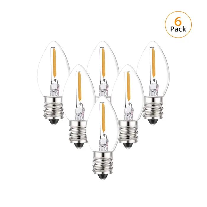 Genixgreen C7 LED veilleuse ampoule 0.5W Dimmable E12 E14 Base blanc chaud 2700K lustre sel lampe remplacement Mini boug