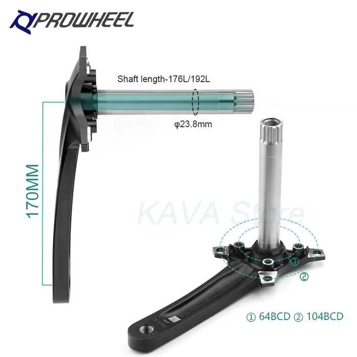 PROWHEEL Neige Vélo 170mm Pédalier Axe 176/192mm Gros Vélo Manivelle Pédalier BB 100/120 E-BIKE Pièc