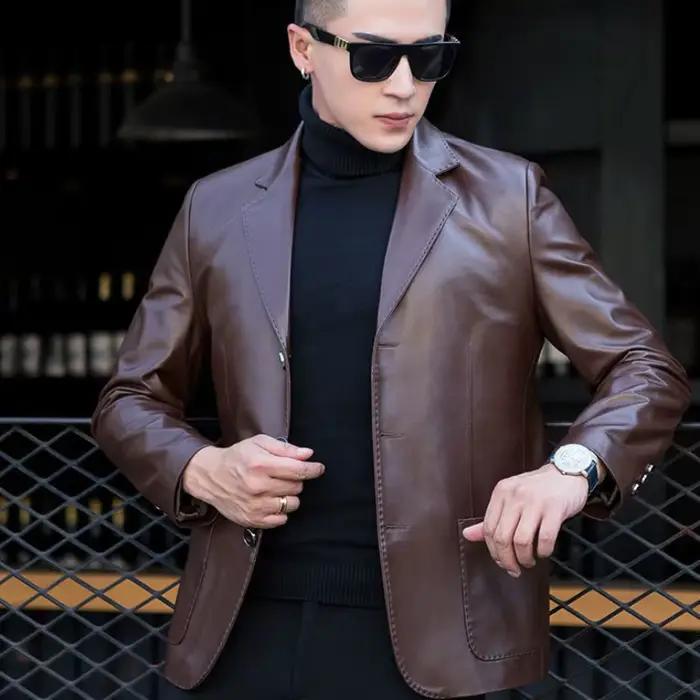 Veste marron pour hommes vestes habillées manteaux d'affaires en cuir homme costumes et blazers Premium haute qualité mode 2025 vêtements pour hommes