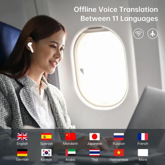 Écouteurs traducteur Wooask M6 144 langues traduction bidirectionnelle instantanée hors ligne casque