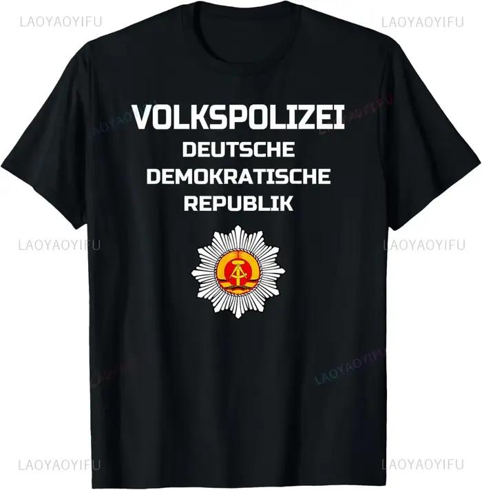 T-shirt homme en polyester imprimé police Allemagne de l'Est style décontracté pour hommes et fans d'histoire ocassions quotidiennes et événements