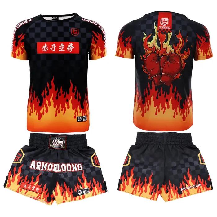 Ensemble d'entraînement de compétition de Muay Thai MMA - T-shirt à manches courtes et short pour les arts martiaux