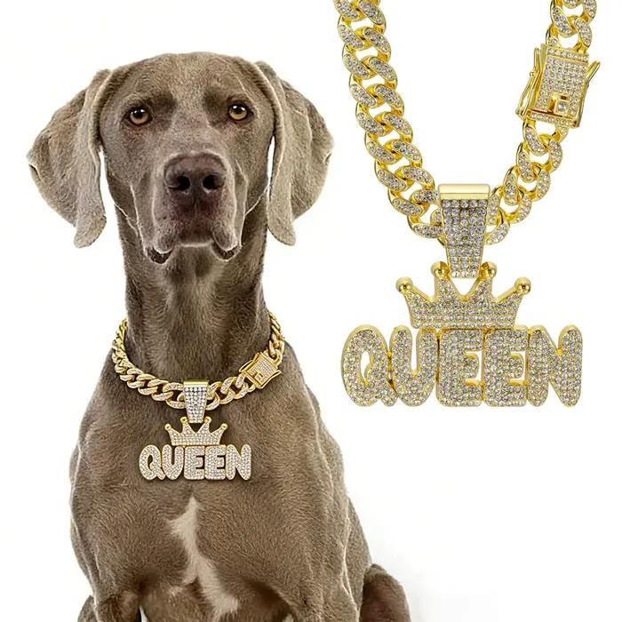 Collier pour chien en or, pendentif de luxe, collier pour chien en métal avec boucle design, collier
