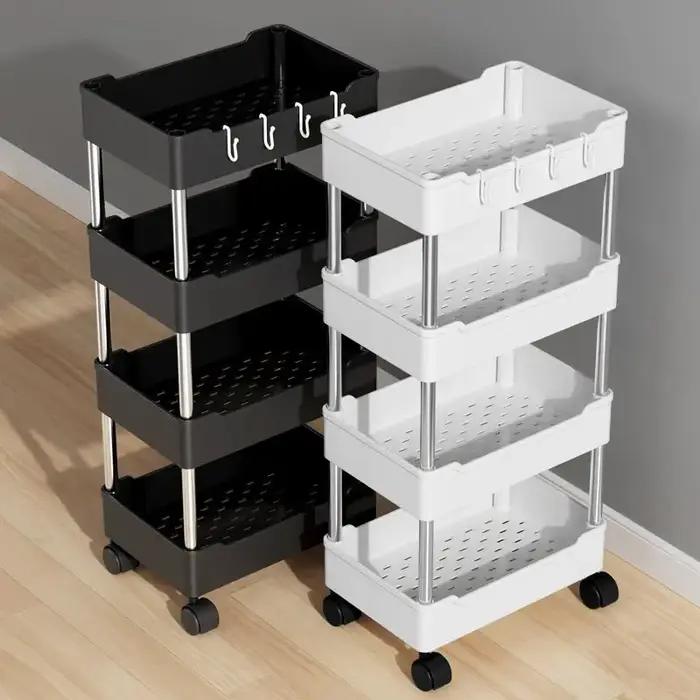 Étagère de rangement amovible à 3/4 niveaux pour espaces étroits chariot à roulettes étagère de salle de bain étagères de cuisine pour espaces étroits étagère de finition latérale