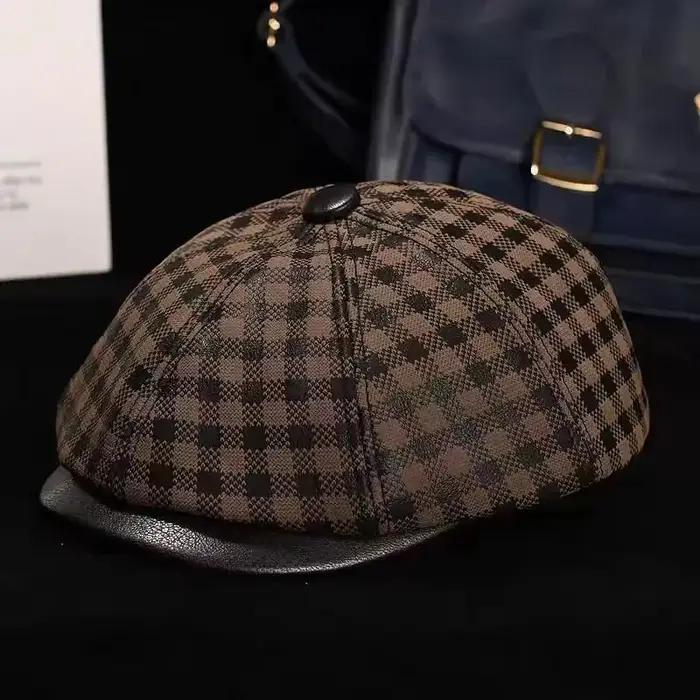 Nouveau chapeau Boina en cuir véritable daim mat béret en peau de mouton chaud hiver coton hommes rembourrage marque