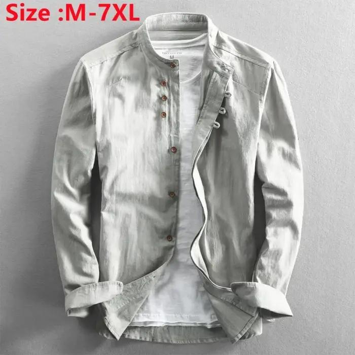 Chemise en lin de coton décontracté pour hommes