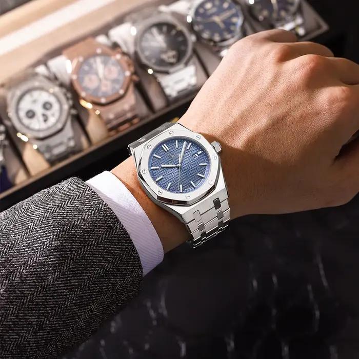 Montre homme Poedagar luxe quartz étanche acier inox - Date lumineuse affaires chasse