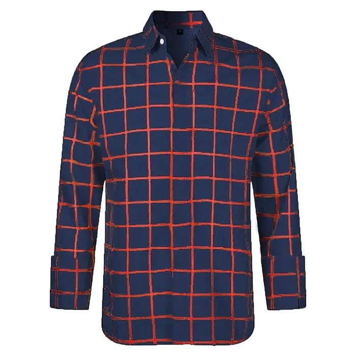 Chemise à manches longues pour hommes, couleur à carreaux décontractée, chemise à revers imprimée en
