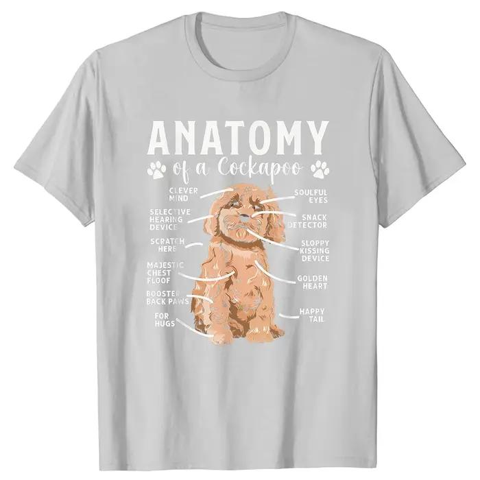 T-shirts pour propriétaires de chiens Cockapoo - Anatomie du chien - Hommes Femmes - Coton pur - Humour - Streetwear - T-shirt à manches courtes - Vêtements unisexes amples