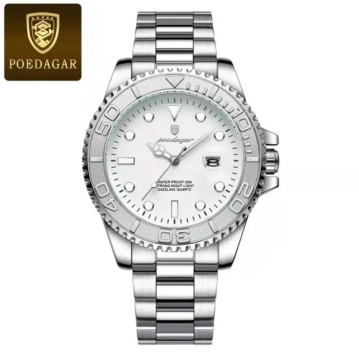 Montre homme luxe POEDAGAR étanche sport acier inoxydable