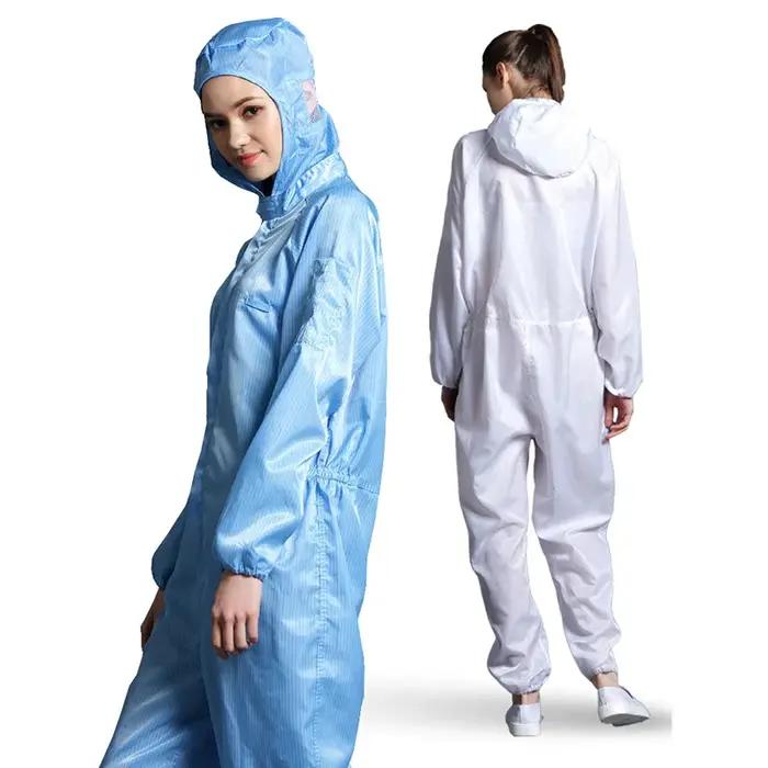 Combinaison unisexe à capuche anti-poussière pour salles blanches sécurité travail vêtements de protection polyester thermique rapide séchage