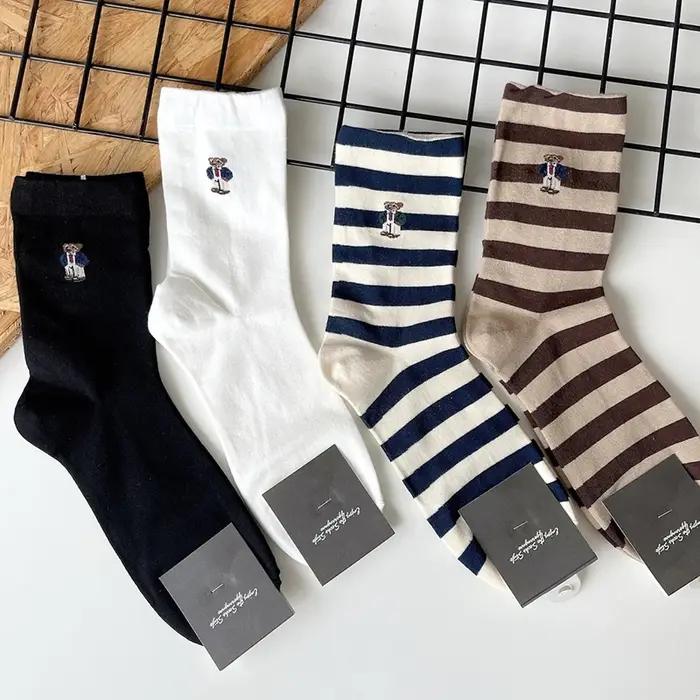 Chaussettes cadeau chasseur ours gentleman - Style Harajuku original