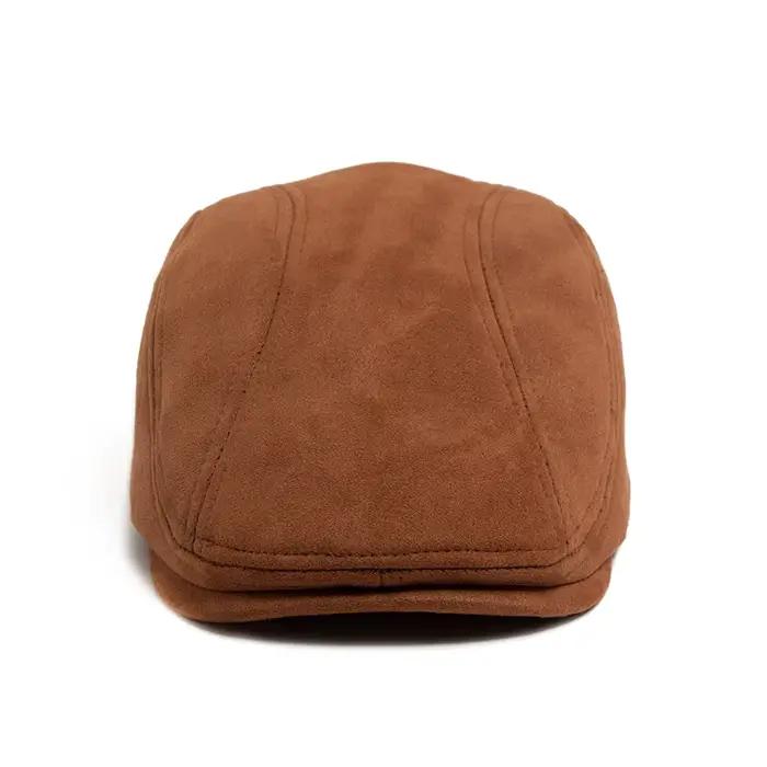 Béret en daim pour hommes et femmes, mode Vintage, chapeau de journal, casquette à visière plate déc