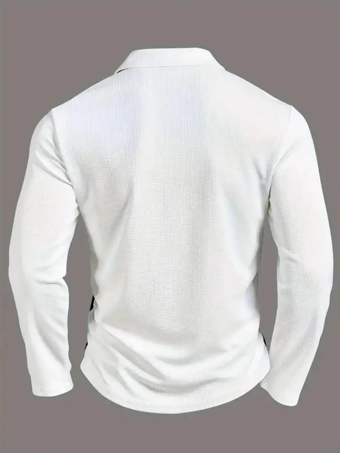 Polo à manches longues en tricot gaufré pour homme Volvik, coupe ajustée, color block, polo de golf