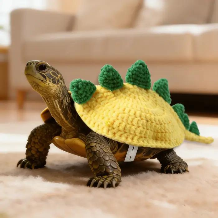 Costume de dinosaure tortue pour animaux de compagnie pull tricoté en forme de tortue de dessin animé pull mignon réglable pour tortue vêtement chaud tricoté à la main occasions spéciales