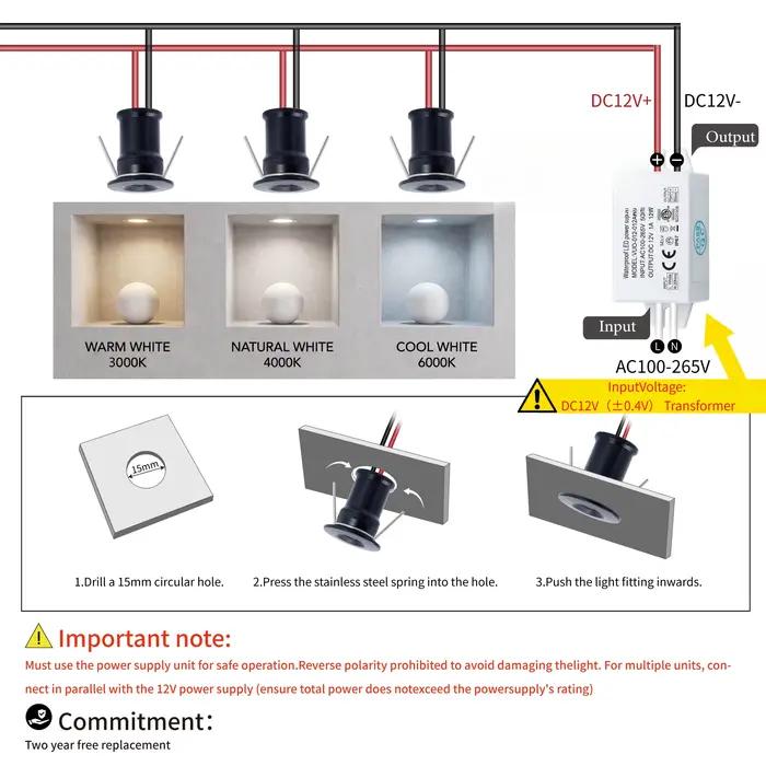 Mini projecteur LED 1W IP65, 9/18 pièces, avec driver 12V, éclairage d'ambiance dimmable pour plafon