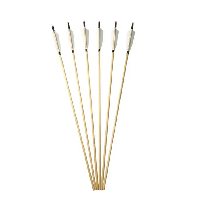 Flèche en bois fendue avec plume de dinde blanche pour tir à l'arc traditionnel et chasse, occasion spéciale pour archer novice ou expérimenté