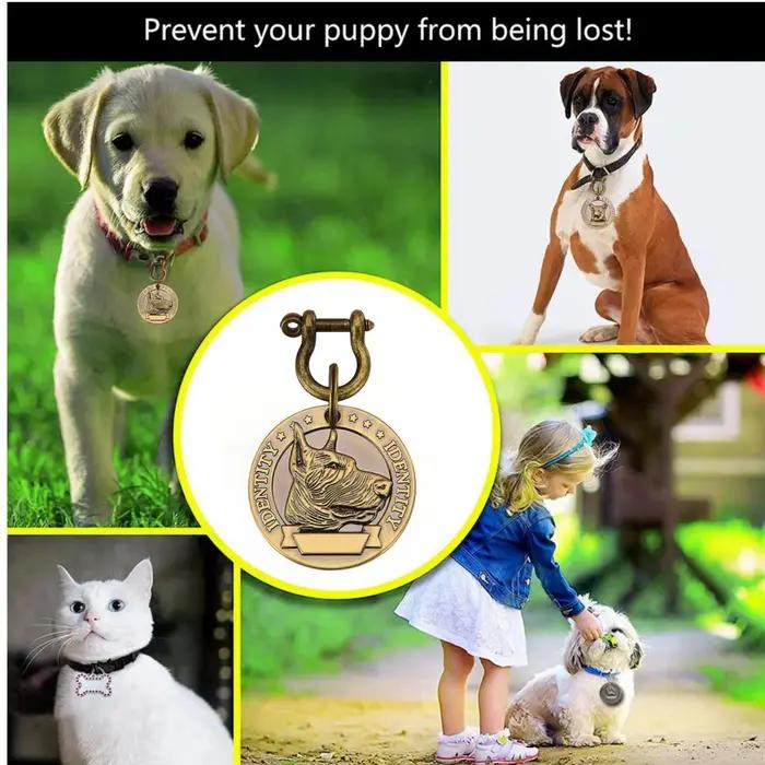 ID d'animaux de compagnie gravé personnalisable VIP pour chien chat étiquettes de plaque signalétique en Bronze numéro personnalisé collier de chiens pendentif d'identification