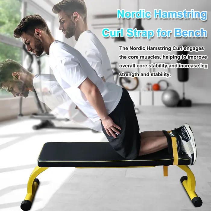 Sangle nordique pour boucles aux ischio-jambiers, sangle d'entraînement des jambes assistée pour banc de poids, idéale pour les boucles nordiques, les abdominaux, l'entraînement des fessiers