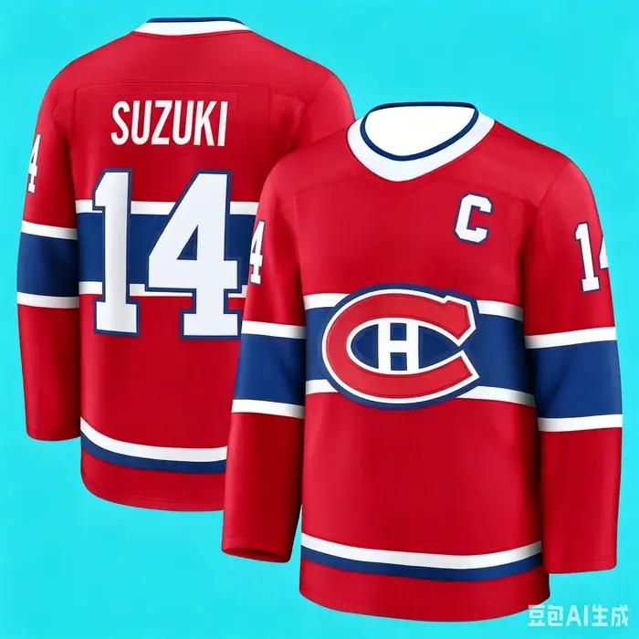 Maillot de hockey sur glace des Canadiens de Montréal, domicile, Cole Caufield # 13 Nick Suzuki # Un