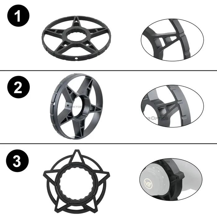 Roue de parallaxe Vector Optics universelle - 3 types aluminium pour réglage précis viseurs longue distance
