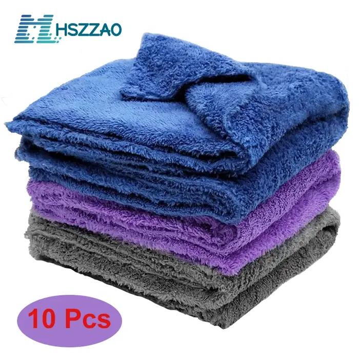 Serviette de nettoyage et de séchage en microfibre pour lavage de voiture, 3/5/10 pièces, chiffon de