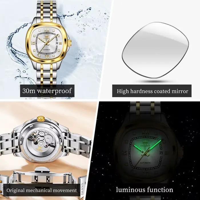 Montre automatique femme OLEVS 9810 diamants échelle mécanique étanche date luxe marque top cadeau