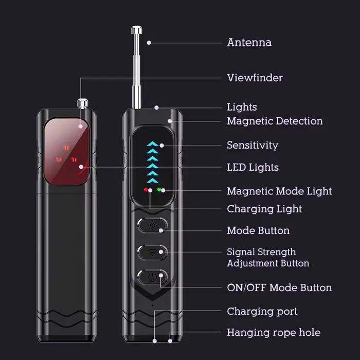 Détecteur de caméra espion cachée T17 amélioré, Gadget Anti-espion, traceur GPS, détecteur de bugs, Signal RF sans fil, Scanner infrarouge