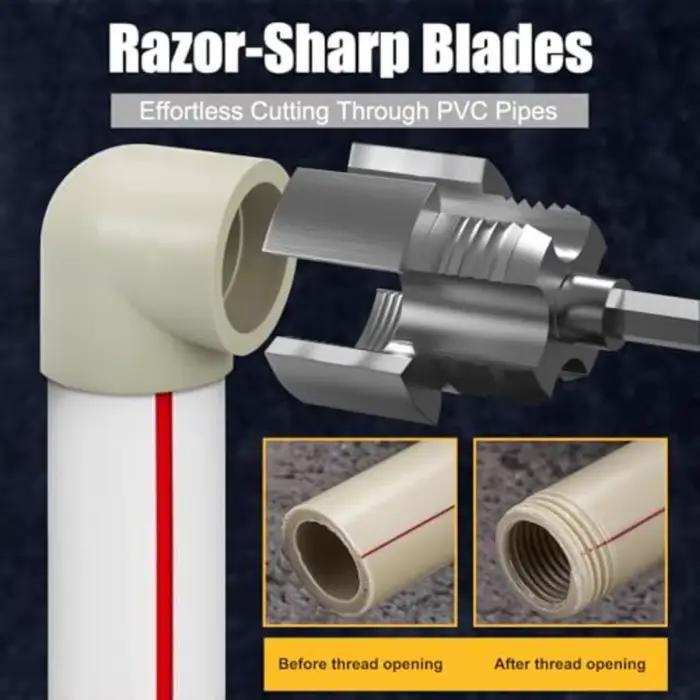 Outil de filetage de tuyau en alliage kaki pour plombiers et bricoleurs DN25 PPR PVC MPP