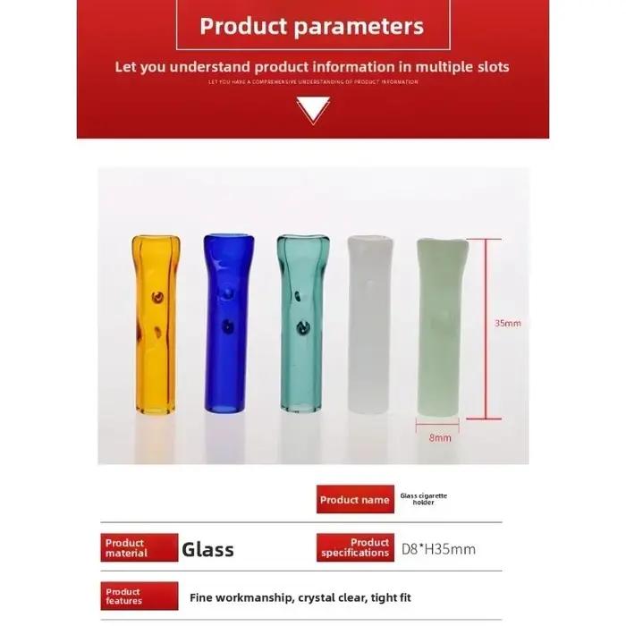 4/6 pièces Porte-cigarette portable, pipe à tabac réutilisable, embout buccal rond en verre, filtre à cigarettes à rouler