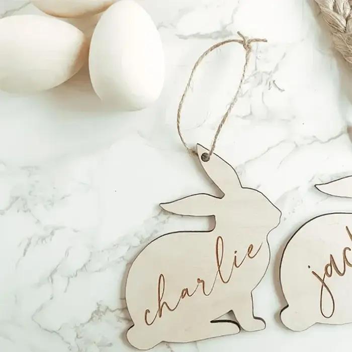 Joyeux pâques fête oeuf chasse panier seau sac nom étiquette ornement famille enfant garçon fille ca