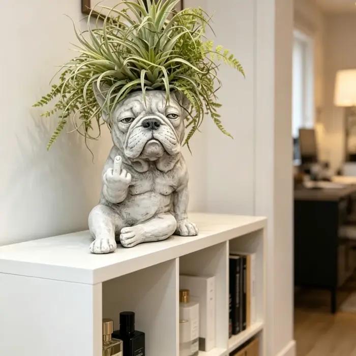 Pot de fleurs en forme de chien en résine pour plantes grasses et petits arbustes intérieurs et extérieurs décoration occasionnelle et cadeau humoristique