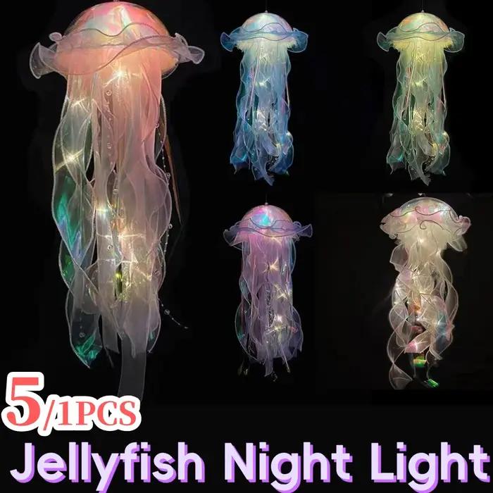 5-1 pièces RGB méduse lampe colorée veilleuse méduse atmosphère lumière lampe suspendue plafond lant