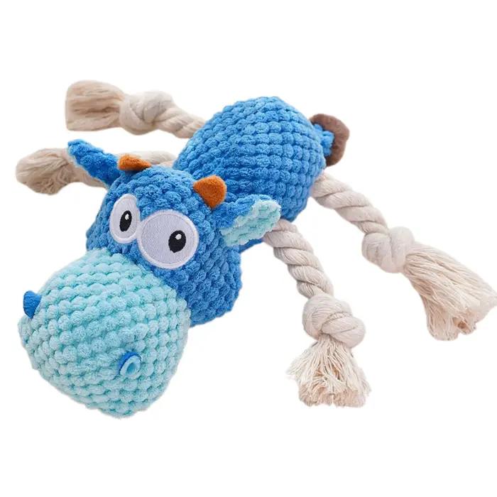 Jouets pour animaux de compagnie hippopotame couinants pour chiens moyens