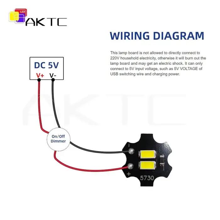 Mini panneau lumineux LED DC 5V 1W SMD5730 3000K chaud/blanc 6000K 20mm, plaque en aluminium, perles