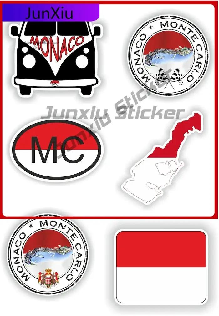 Autocollants en vinyle drapeau de Monaco, un ensemble de Six pièces, autocollants de Camping pour ac